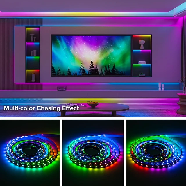 Alt view image 6 of 7 - WS2811 Addressable RGB LED Strip 16.4FT 300LED DC12V IP65 | 100Pixels IC=RGB+IC UL Listed Black PCB Flexible Chasing Effect for Indoor Home Decor,3M Tape(No Adapter or Controller)