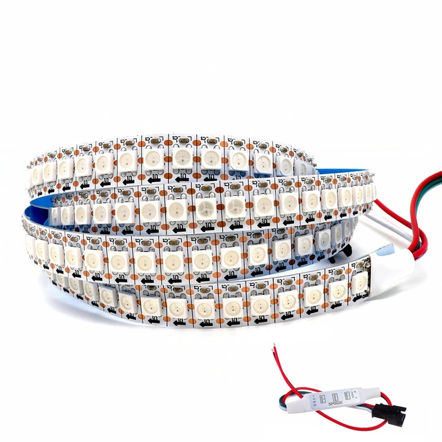 Main image of WS2812B LED Strip SMD 5050 Individual Addressable 144Pixels/m 144Pixels WS2812b IC RGB Strip Full Color LED Strip Non-Waterproof DC5V (3.2FT 144led IP30, White PCB)