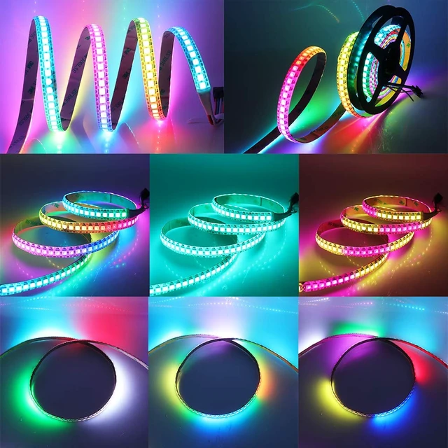 Alt view image 6 of 7 - WS2812B LED Strip SMD 5050 Individual Addressable 144Pixels/m 144Pixels WS2812b IC RGB Strip Full Color LED Strip Non-Waterproof DC5V (3.2FT 144led IP30, White PCB)