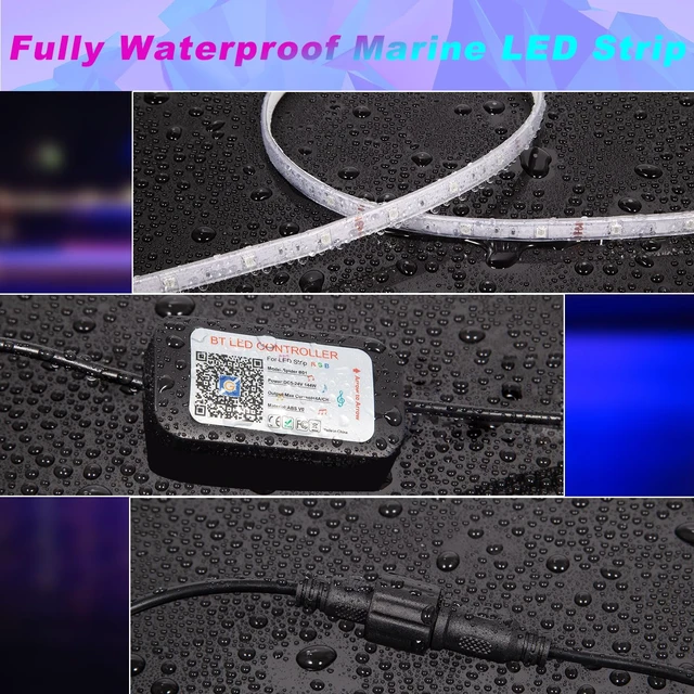 Alt view image 4 of 7 - 50FT Boat Lights LED Waterproof, 12V Marine Light Strip for Boat, RGB Marine LED Strip 12V with App & Remote for Pontoon Interior and Exterior, Night Fishing Lighting for Jon, Yacht, Kayak, Deck