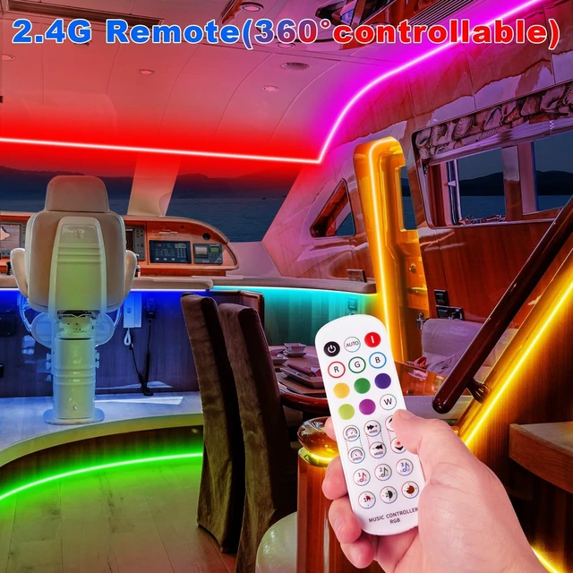 Alt view image 5 of 7 - 50FT Boat Lights LED Waterproof, 12V Marine Light Strip for Boat, RGB Marine LED Strip 12V with App & Remote for Pontoon Interior and Exterior, Night Fishing Lighting for Jon, Yacht, Kayak, Deck