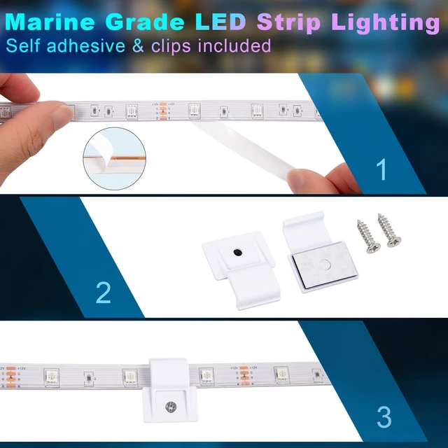 Alt view image 6 of 7 - 50FT Boat Lights LED Waterproof, 12V Marine Light Strip for Boat, RGB Marine LED Strip 12V with App & Remote for Pontoon Interior and Exterior, Night Fishing Lighting for Jon, Yacht, Kayak, Deck