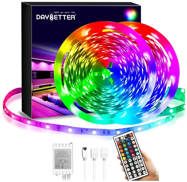 Main image of Led Strip Lights 40ft, RGB Color Changing Led Strips with 44 Keys Remote Control for Room, Bedroom, Suitable for Home Decor, Living Room, Kitchen, Home Party Decoration, 24V