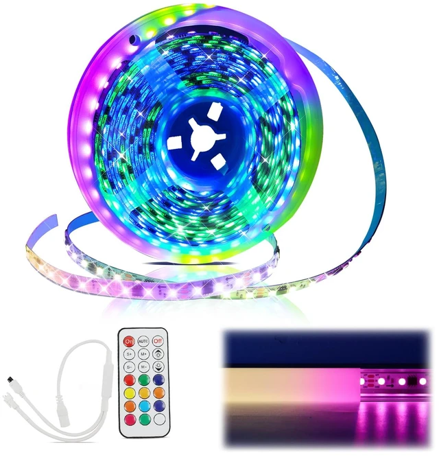 Main image of 16.4ft(5m) 96LEDs/m High Density 8mm-Wide RGB LED Strip Lights AC1L | DC12V, Power Adapter NOT Included, Fits All Muzata Aluminum LED Channels, Colorful Spotless Neon Lighting Effect