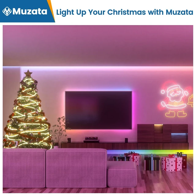 Alt view image 6 of 7 - 16.4ft(5m) 96LEDs/m High Density 8mm-Wide RGB LED Strip Lights AC1L | DC12V, Power Adapter NOT Included, Fits All Muzata Aluminum LED Channels, Colorful Spotless Neon Lighting Effect