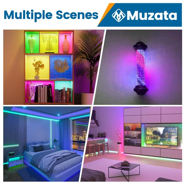Alt view image 5 of 7 - 16.4ft(5m) 96LEDs/m High Density 8mm-Wide RGB LED Strip Lights AC1L | DC12V, Power Adapter NOT Included, Fits All Muzata Aluminum LED Channels, Colorful Spotless Neon Lighting Effect