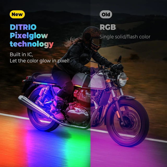 Alt view image 7 of 7 - 18PCS Motorcycle Underglow Kit with APP/Remote Control,Pixelglow Effect | Motorcycle RGB Lights with Brake Turn Signal , Dual Zone,12V Waterproof Dual Zone for Motorcycles, Golf Carts,UTVs, Boats