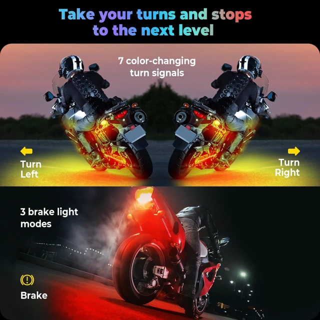 Alt view image 4 of 7 - 18PCS Motorcycle Underglow Kit with APP/Remote Control,Pixelglow Effect | Motorcycle RGB Lights with Brake Turn Signal , Dual Zone,12V Waterproof Dual Zone for Motorcycles, Golf Carts,UTVs, Boats