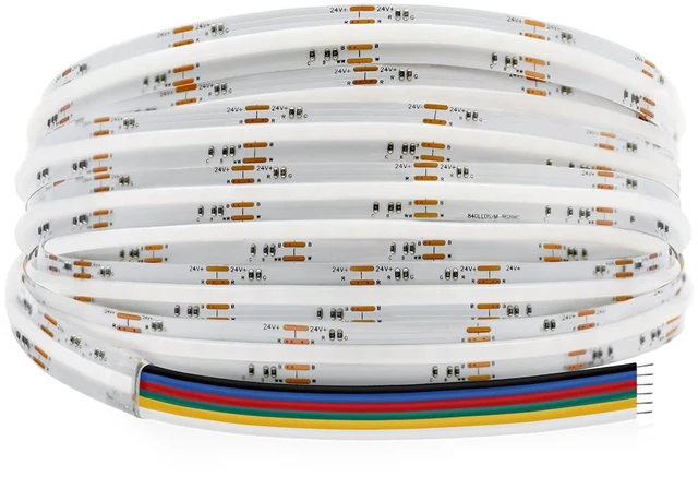 Main image of 24VDC Color Changing RGBCCT Dotless COB LED Strip Lights, High Density RGBCW 4200 LEDs Warm White to Daylight RGBWW Dimmable LED Light Strips(Non-Waterproof IP20), FCOB-24V-RGBCCT