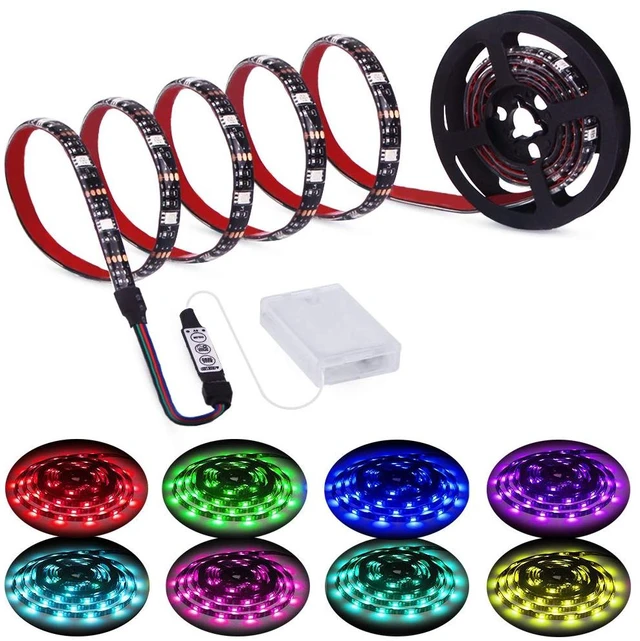 Main image of Led Strip Lights Battery Powered RGB 2M 6.56ft Battery Operated Led | Battery Lights, 3 Keys Controller, Waterproof Battery Led Rope Lights, for TV, Bedroom, Mirror, PC, Camping & Home Decoration