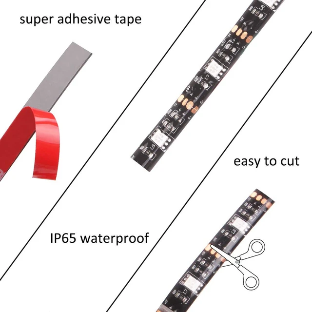 Alt view image 6 of 7 - Led Strip Lights Battery Powered RGB 2M 6.56ft Battery Operated Led | Battery Lights, 3 Keys Controller, Waterproof Battery Led Rope Lights, for TV, Bedroom, Mirror, PC, Camping & Home Decoration