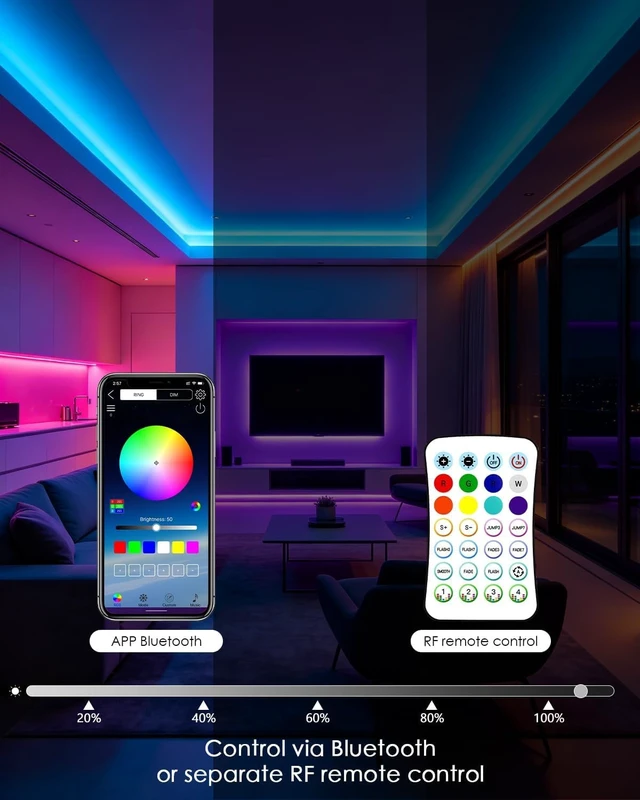 Alt view image 4 of 7 - 5V USB RGB COB LED Strip Light 10FT with Remote for TV Backlight | Fleixble and Cuttable with 4.6FT USB Cable and Self-Adhesive, RGB LED Strip Color Changing for Under Cabinet Gaming Setup