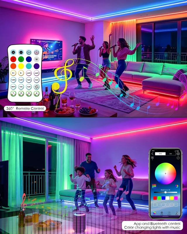 Alt view image 5 of 7 - 5V USB RGB COB LED Strip Light 10FT with Remote for TV Backlight | Fleixble and Cuttable with 4.6FT USB Cable and Self-Adhesive, RGB LED Strip Color Changing for Under Cabinet Gaming Setup