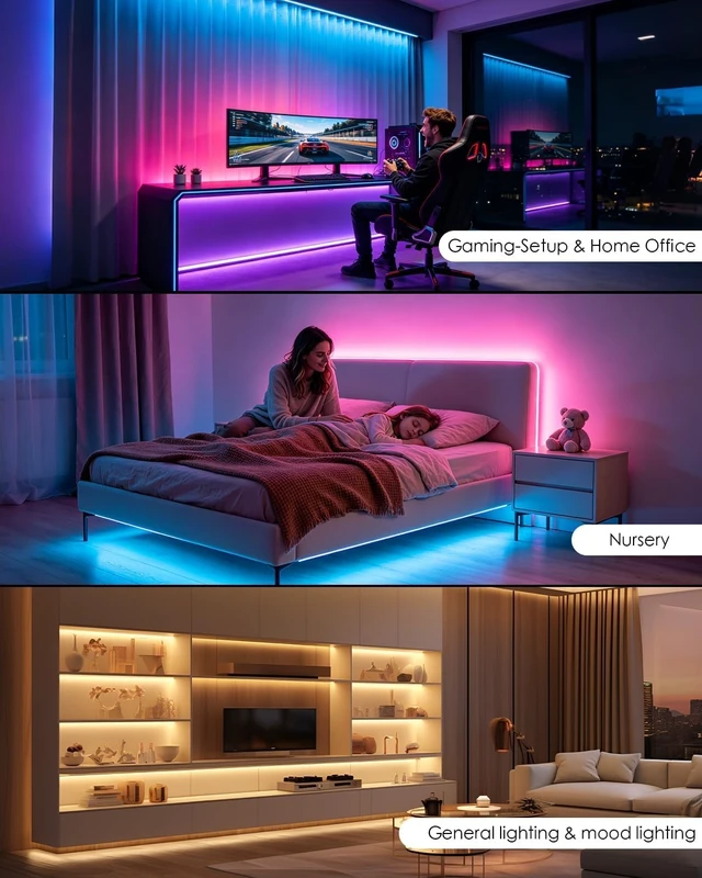 Alt view image 7 of 7 - 5V USB RGB COB LED Strip Light 10FT with Remote for TV Backlight | Fleixble and Cuttable with 4.6FT USB Cable and Self-Adhesive, RGB LED Strip Color Changing for Under Cabinet Gaming Setup