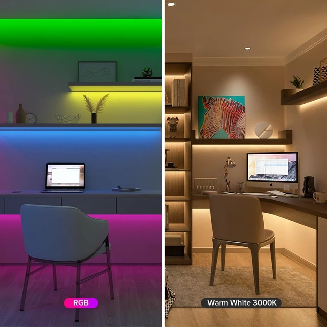 Alt view image 5 of 7 - FCOB COB LED Strip Light,UL Listed RGBW 3000K 896LED/m High Density LED Tape Light,16.4FT DC24V 12mm Width Color Changing Light for Bedroom Home Indoor DIY Decor(No Adapter or Controller)