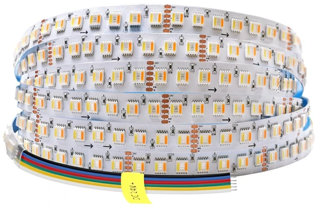 Main image of 24VDC Highest Density 5-in-1 5050 RGBWW (RGB+Warm White+Daylight) 112LEDs/m Bright RGBCCT LED Strip 16.4FT Dimmable Tape Lights for Bedroom Decor (IP20 Non-Waterproof 12MM Width)
