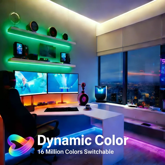 Alt view image 6 of 7 - 24VDC Highest Density 5-in-1 5050 RGBWW (RGB+Warm White+Daylight) 112LEDs/m Bright RGBCCT LED Strip 16.4FT Dimmable Tape Lights for Bedroom Decor (IP20 Non-Waterproof 12MM Width)