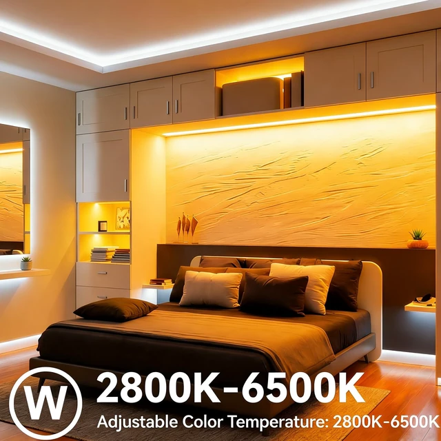 Alt view image 7 of 7 - 24VDC Highest Density 5-in-1 5050 RGBWW (RGB+Warm White+Daylight) 112LEDs/m Bright RGBCCT LED Strip 16.4FT Dimmable Tape Lights for Bedroom Decor (IP20 Non-Waterproof 12MM Width)