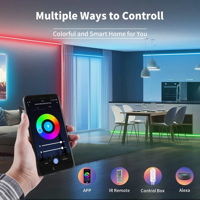 Alt view image 7 of 7 - RGB LED Strip Light Wireless Smart Controller, 44-Key Remote and APP Control, Music Sync, Replaced Controller for 12V/24V 4-Pin COB SMD LED Strip Light, DIY and Timer Function