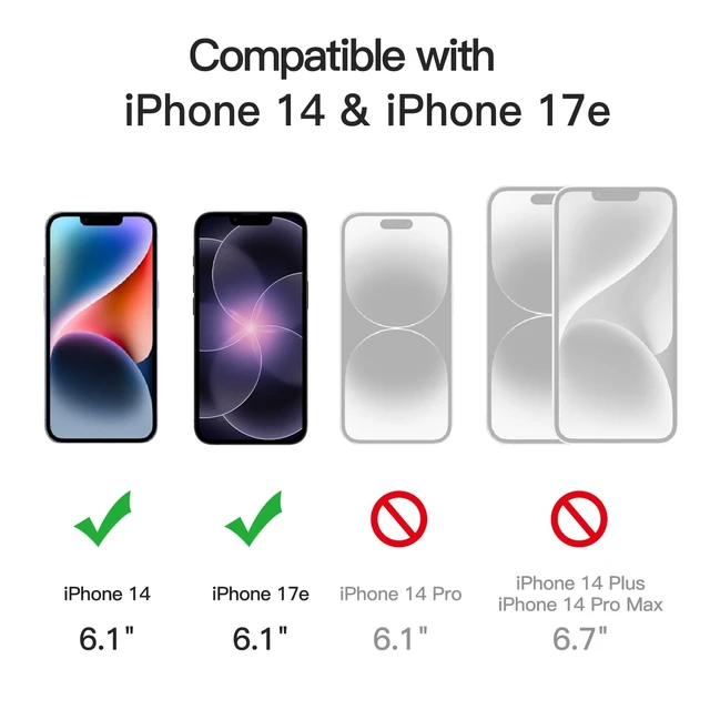 Alt view image 3 of 7 - Screen Protector for iPhone 14/17e, 3-Pack | 9H Tempered Glass, Full Coverage, Scratch Resistant, HD Clear, Case-Friendly