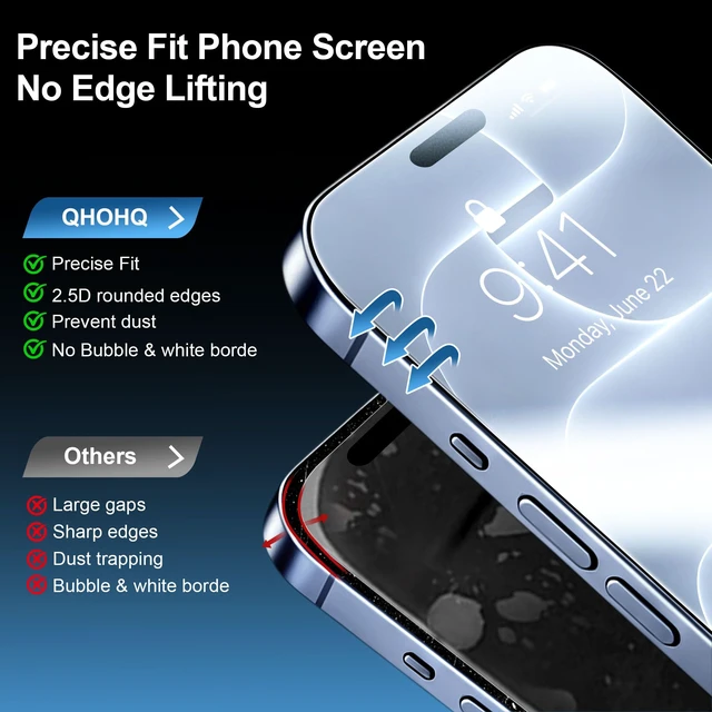 Alt view image 4 of 7 - for iPhone 18 Pro Screen Protector, 9H+ Tempered Glass, 3+3 Pack | with Camera Lens Protector, Auto-Align Bubble Free Installation, Military Grade Shatterproof, HD Clear, Case Friendly