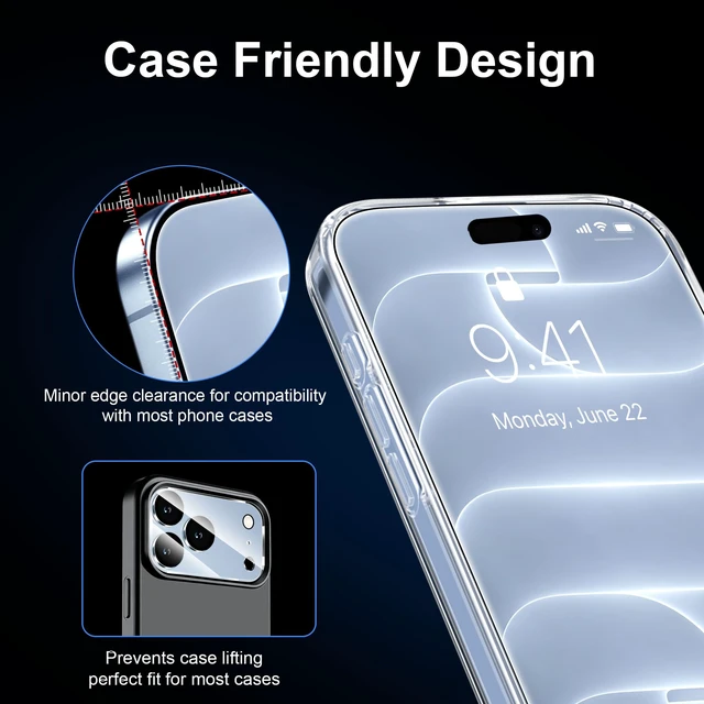 Alt view image 7 of 7 - for iPhone 18 Pro Screen Protector, 9H+ Tempered Glass, 3+3 Pack | with Camera Lens Protector, Auto-Align Bubble Free Installation, Military Grade Shatterproof, HD Clear, Case Friendly