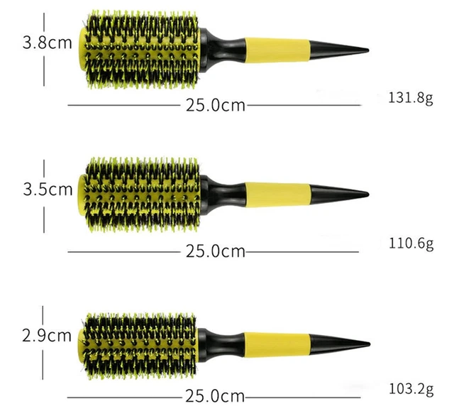 Alt view image 2 of 7 - Sxminer 3 in 1 Ceramic & Ionic Bristle Hair Brush Curler/Straightener Round Barrel Hair Brush Set for Women Men Professional Styling Blow Drying Curling with Boar Bristle Scalp Comb (Yellow)