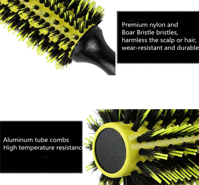 Alt view image 5 of 7 - Sxminer 3 in 1 Ceramic & Ionic Bristle Hair Brush Curler/Straightener Round Barrel Hair Brush Set for Women Men Professional Styling Blow Drying Curling with Boar Bristle Scalp Comb (Yellow)