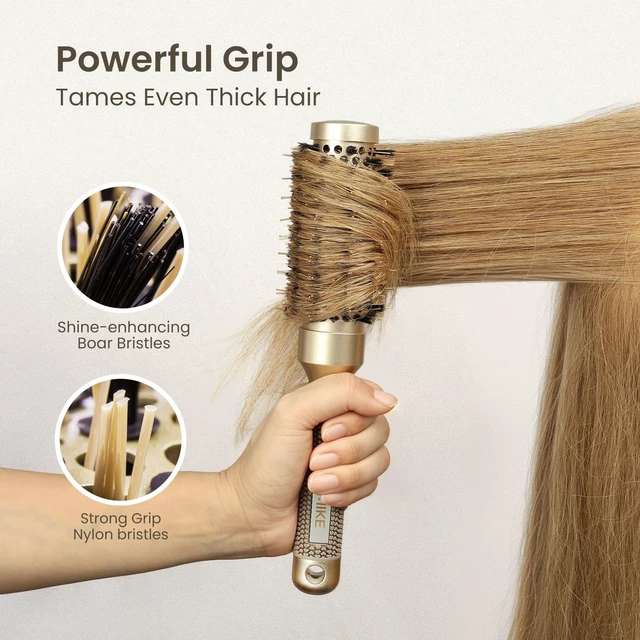 Alt view image 5 of 7 - Round Brush for Blow Out, Small Round Hair Brush Nano Thermal Ceramic & Ionic Tech, for Blow Drying & Styling, Curling and Shine - 2.4 inch Barrel w/Boar Bristles