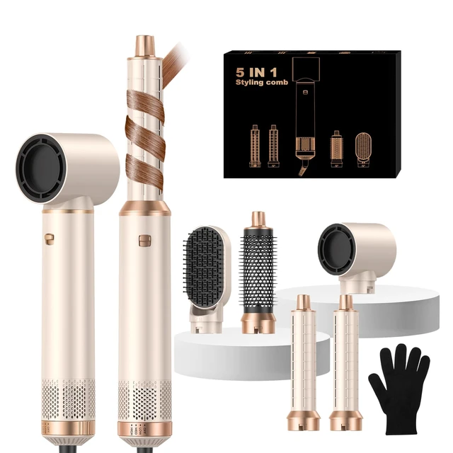 Main image of Hair Dryer Brush 5 in 1, Blow Dryer Brush Set with Air Curler Wrap Hair , Negative Ionic Blow Dry Brush, Detachable Hair Tool for Curling, Volumizer,Straightener,Drying