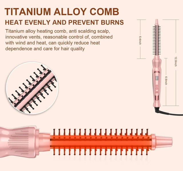 Alt view image 4 of 6 - Curling Brush, 1/2 inch Heated Round Brush | Thermal brush without hair dryer curling iron and wand styling tool