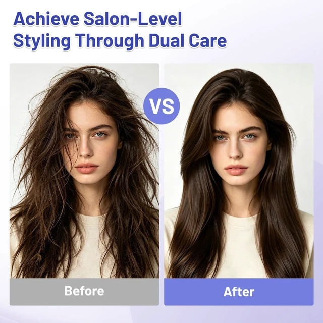 Alt view image 3 of 7 - Infrared Heated Round Brush 1.5" Blowout Styler 5 Heat 300-410°F | Ceramic Ionic Barrel, Fine Medium Hair, Dual Voltage Travel, Heat Glove Clips Pouch, Non Blow Dry