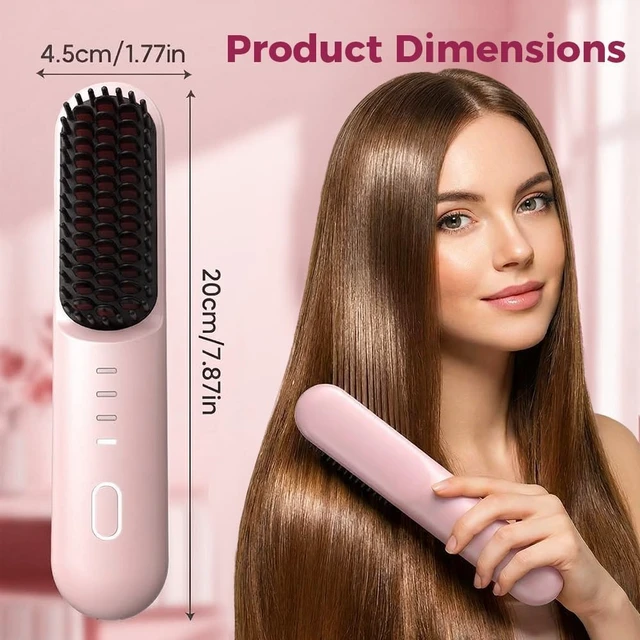 Alt view image 2 of 7 - Go Brush - Pro for Short Hair - 2026 Upgraded Cordless Straightening Brush with 30s Fast Heat, 3 Temperature Settings, Ionic & Ceramic Care, 2500mAh USB-C Rechargeable for Frizz-Free Styling