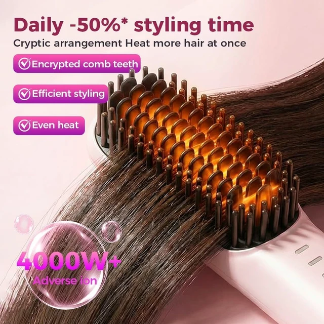 Alt view image 5 of 7 - Go Brush - Pro for Short Hair - 2026 Upgraded Cordless Straightening Brush with 30s Fast Heat, 3 Temperature Settings, Ionic & Ceramic Care, 2500mAh USB-C Rechargeable for Frizz-Free Styling