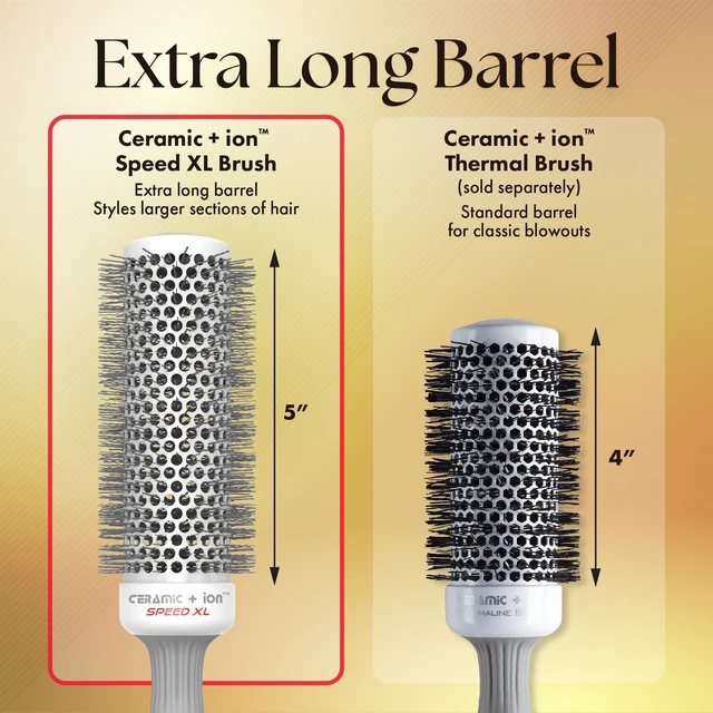 Alt view image 3 of 7 - Ceramic + Ion Speed XL - Extra-Long Round Thermal Hair Brush - Not Electrical - Professional Blowout Brush for Normal to Thick Hair - 1 3/4"- Diameter Barrel - CIXL-45