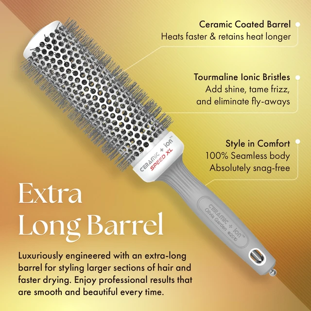 Alt view image 4 of 7 - Ceramic + Ion Speed XL - Extra-Long Round Thermal Hair Brush - Not Electrical - Professional Blowout Brush for Normal to Thick Hair - 1 3/4"- Diameter Barrel - CIXL-45