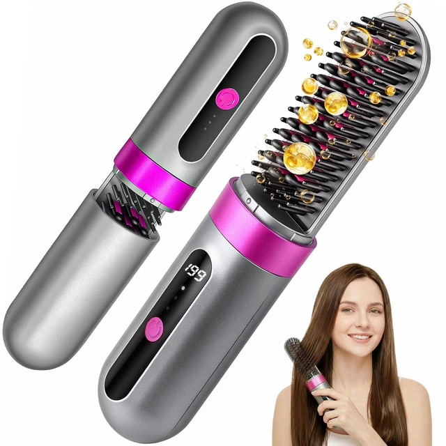 Main image of Cordless Hair Straightener, Portable Travel Ionic Hair Straightening Brush | 3 Temp Settings, MCH Ceramic Fast Heating for Smooth Hair, Rechargeable Battery, Anti-Scald