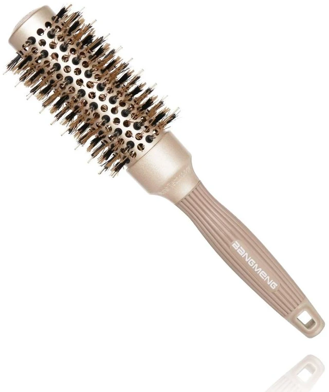 Main image of Round Barrel Anti-Static Hair Brush with Boar Bristles, Nano Thermal Ceramic Ionic Tech | For Extra Shine | Protect Hair, Enhance Texture, For Straightening & Drying (1 1/4 inch)