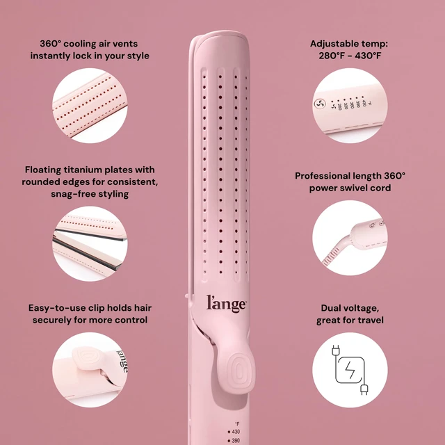 Alt view image 3 of 7 - Le Duo Grande 360° Airflow Styler | Curl & Straighten with One Tool | 5.3" Snag-Free Titanium Plates | Cooling Air Vents to Set Curls | Adjustable Temp & Auto Shut-Off | Blush