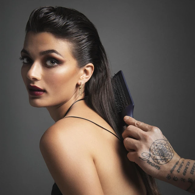Alt view image 4 of 7 - Intuition Ceramic Ionic Hot Paddle Straightening & Blow Dry Hairbrush | Anti-Static, Smoothing Brush for Faster Styling & Less Heat Damage, for Blowouts & Volume, Ideal For All Hair Types, Blue