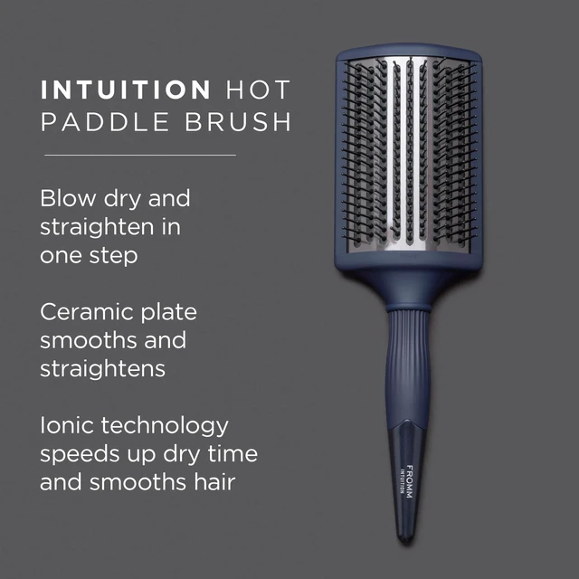 Alt view image 3 of 7 - Intuition Ceramic Ionic Hot Paddle Straightening & Blow Dry Hairbrush | Anti-Static, Smoothing Brush for Faster Styling & Less Heat Damage, for Blowouts & Volume, Ideal For All Hair Types, Blue