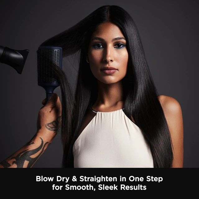 Alt view image 2 of 7 - Intuition Ceramic Ionic Hot Paddle Straightening & Blow Dry Hairbrush | Anti-Static, Smoothing Brush for Faster Styling & Less Heat Damage, for Blowouts & Volume, Ideal For All Hair Types, Blue