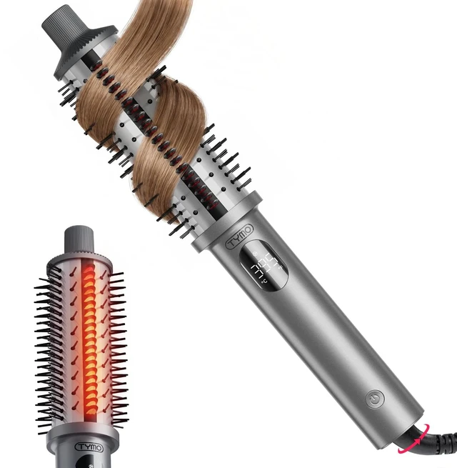 Main image of STYLUX PRO Thermal Brush Curling Brush, 1.5 Inch Heated Round Brush | 10Mins Blowout, Hair Straightener and Curler 2 in 1, 800M Negative Ion for Smoother, LCD Display, 5 Temp, Dual Voltage, Gray