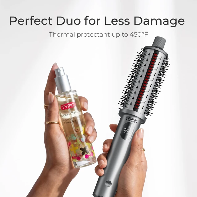 Alt view image 7 of 7 - STYLUX PRO Thermal Brush Curling Brush, 1.5 Inch Heated Round Brush | 10Mins Blowout, Hair Straightener and Curler 2 in 1, 800M Negative Ion for Smoother, LCD Display, 5 Temp, Dual Voltage, Gray