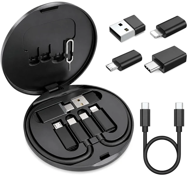 Main image of USB C to Micro USB Adapter Kit, USB C to USB 3.0 OTG Adapter | 6 in 1 USB C Charger Cable Travel Kit,Type C to iOS Converter Set with 1Ft 65W Fast Charging Cable, Eject Pin & Card Storage