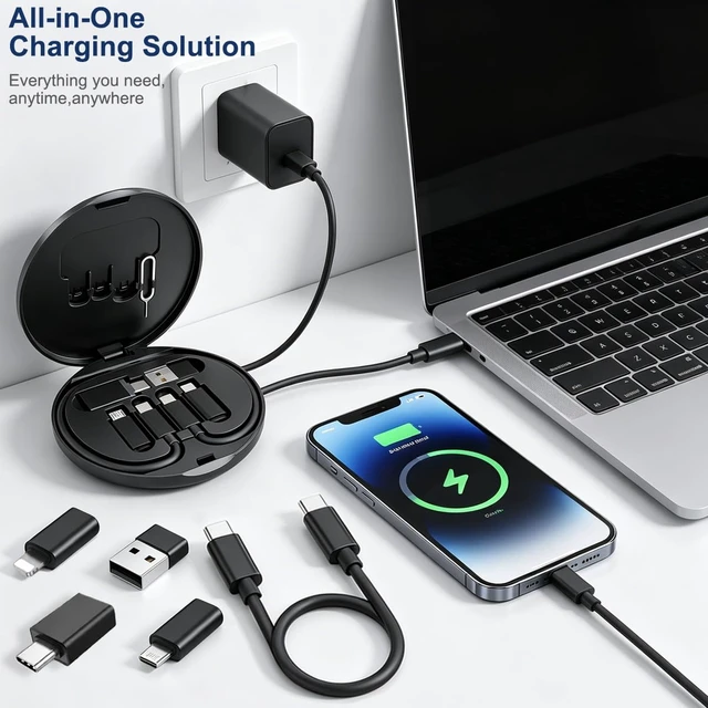 Alt view image 4 of 7 - USB C to Micro USB Adapter Kit, USB C to USB 3.0 OTG Adapter | 6 in 1 USB C Charger Cable Travel Kit,Type C to iOS Converter Set with 1Ft 65W Fast Charging Cable, Eject Pin & Card Storage