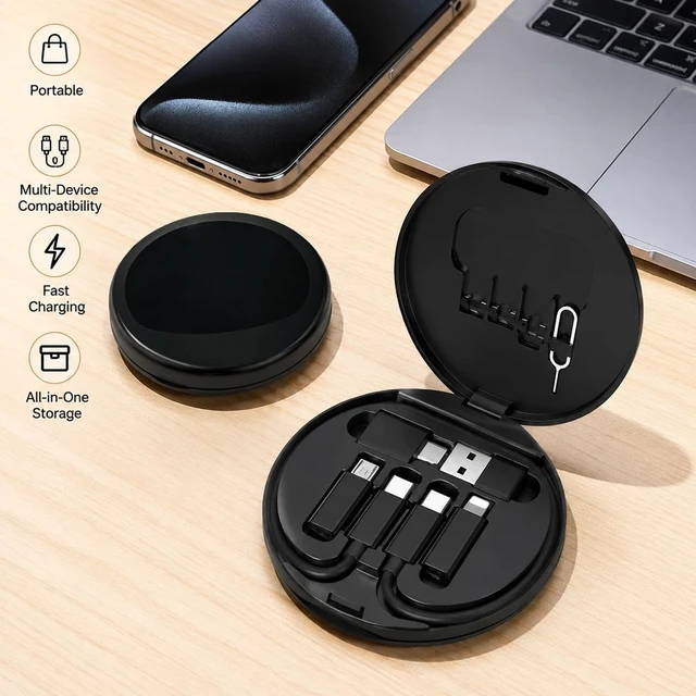 Alt view image 7 of 7 - USB C to Micro USB Adapter Kit, USB C to USB 3.0 OTG Adapter | 6 in 1 USB C Charger Cable Travel Kit,Type C to iOS Converter Set with 1Ft 65W Fast Charging Cable, Eject Pin & Card Storage