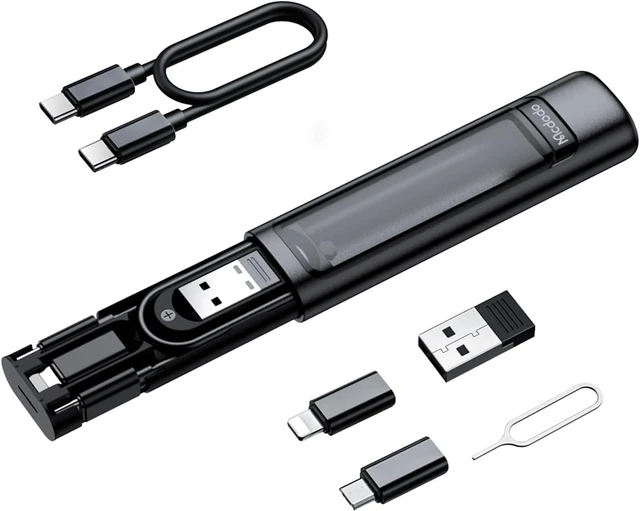 Main image of Multi USB Charging Adapter Kit, Travel USB Charger Converter Set with USB C to Micro USB and Lightning Adapters, USB3.0 OTG, 60W Fast Charging & Data Transfer Cable, Eject Pin & SIM Card Holder