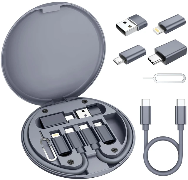 Main image of USB Charging Adapter Kit,Multi USBC Adapter Set,with 1Ft 100W Cable | Type C to USB 3.2 OTG iOS Micro Charger Converter Travel Case for iPhone Duo 18 17 Pro Max,Samsung Galaxy S25 S24 Fold
