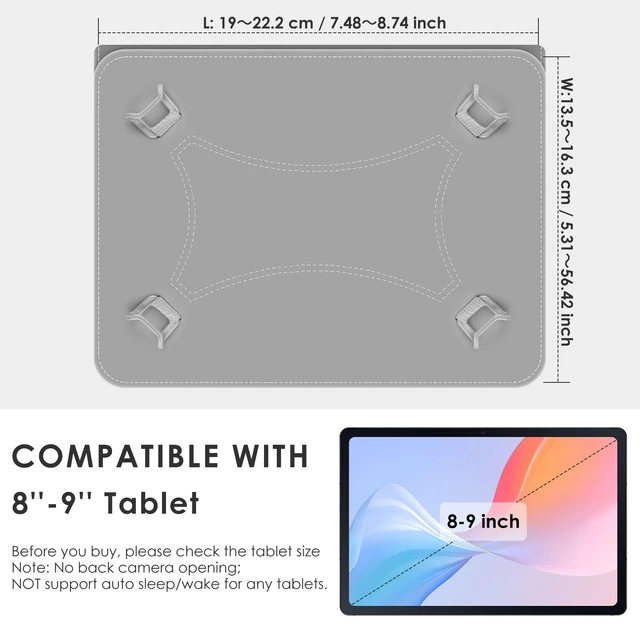 Alt view image 2 of 7 - Universal 8 9 Inch Tablet Case Wth Pencil Holder, Blue Marble | Magnetic Closure Protective PU Case, Scratch Resistant with 4 Fixed Rings For All Kinds Of 8.0-9.0 Inch Tablet Tablets